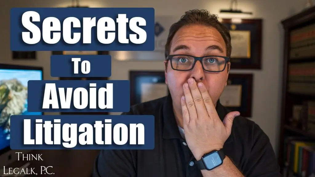 man_with_hand_over_mouth_with_text_secrets_to_avoid_litigation